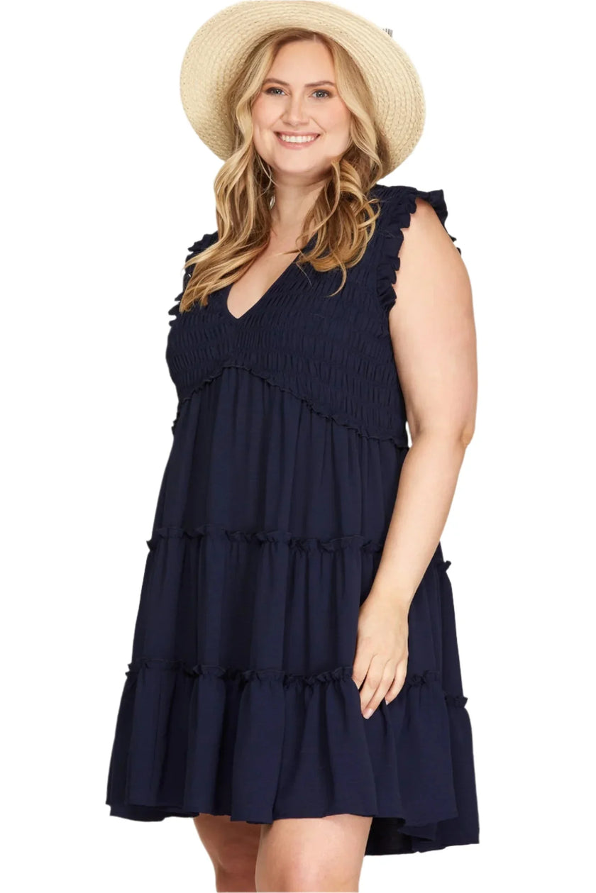Curvy Girl Smocked Tiered Dress