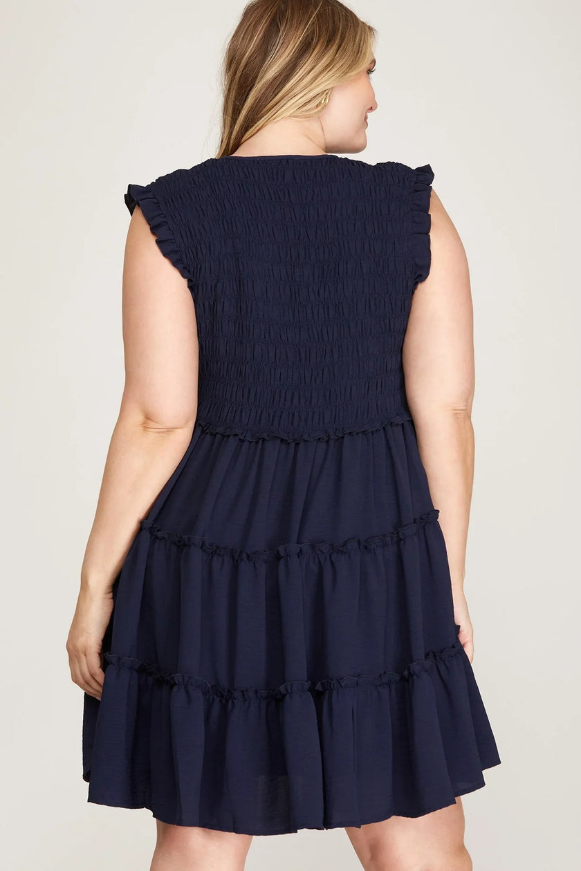 Curvy Girl Smocked Tiered Dress