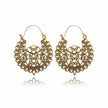 Antique Gold Ornate Filigree Crescent Boho Hoop Earrings Stainless Steel | Antique Gold or Silver