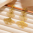 Cascading Ginkgo Leaf Drop Earrings | Gold & Silver