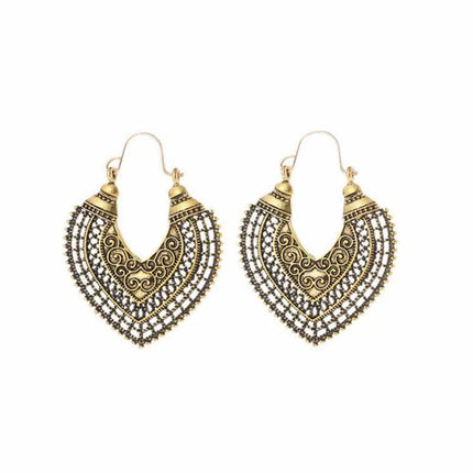 Antique Gold Ornate Filigree Leaf Drop Earrings | 18K Gold PVD Stainless Steel