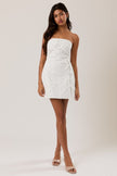 Women’s White Cotton Eyelet Strapless Bow Detail Mini Dress