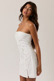 Women’s White Cotton Eyelet Strapless Bow Detail Mini Dress
