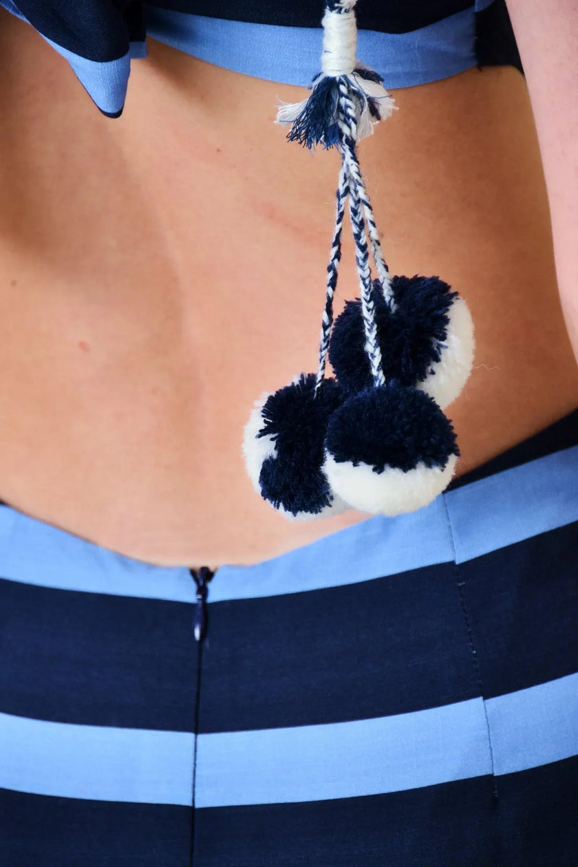 Sea Blue Escape to Saint Tropez Halter Cutout Fringe Maxi Dress