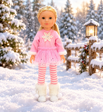 Pink Snowflake Tutu 14.5 Inch Doll  Outfit fits Wellie Wishers