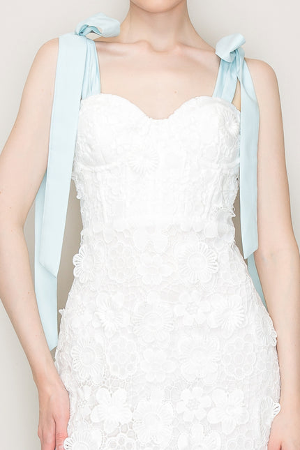 Ina Ice Blue Ribbon and White Lace