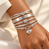 Silver Tone Triple Ring Bangle Bracelet Stainless Steel Stackable
