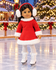18-Inch Doll Red Christmas Ice Skating Dress & Earmuffs | Holiday Outfit for  18-Inch American Girl Dolls