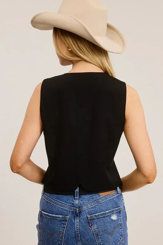 Beverly  Classic Sleeveless V Neckline Tailored Vest