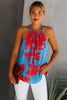 Tropical Bloom Halter Top – Red & Blue Floral Print