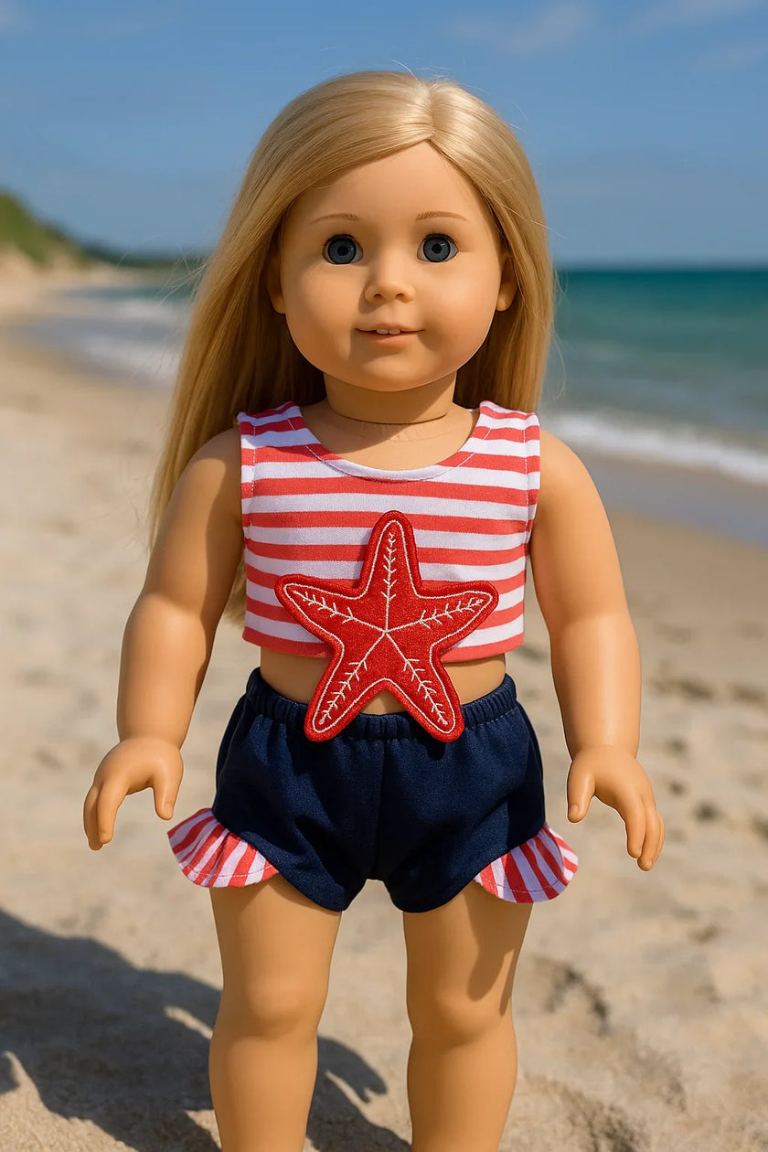 18” Doll Starfish Swimsuit or Pink Float Ring – Fits American Girl Dolls - Cape Cod Fashionista