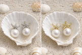 STUDIO G Shell Pearl & CZ Starfish Earrings – Handmade Coastal Jewelry