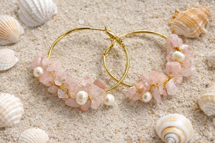 Studio G Stone and Pearl Cluster Hoop Earring