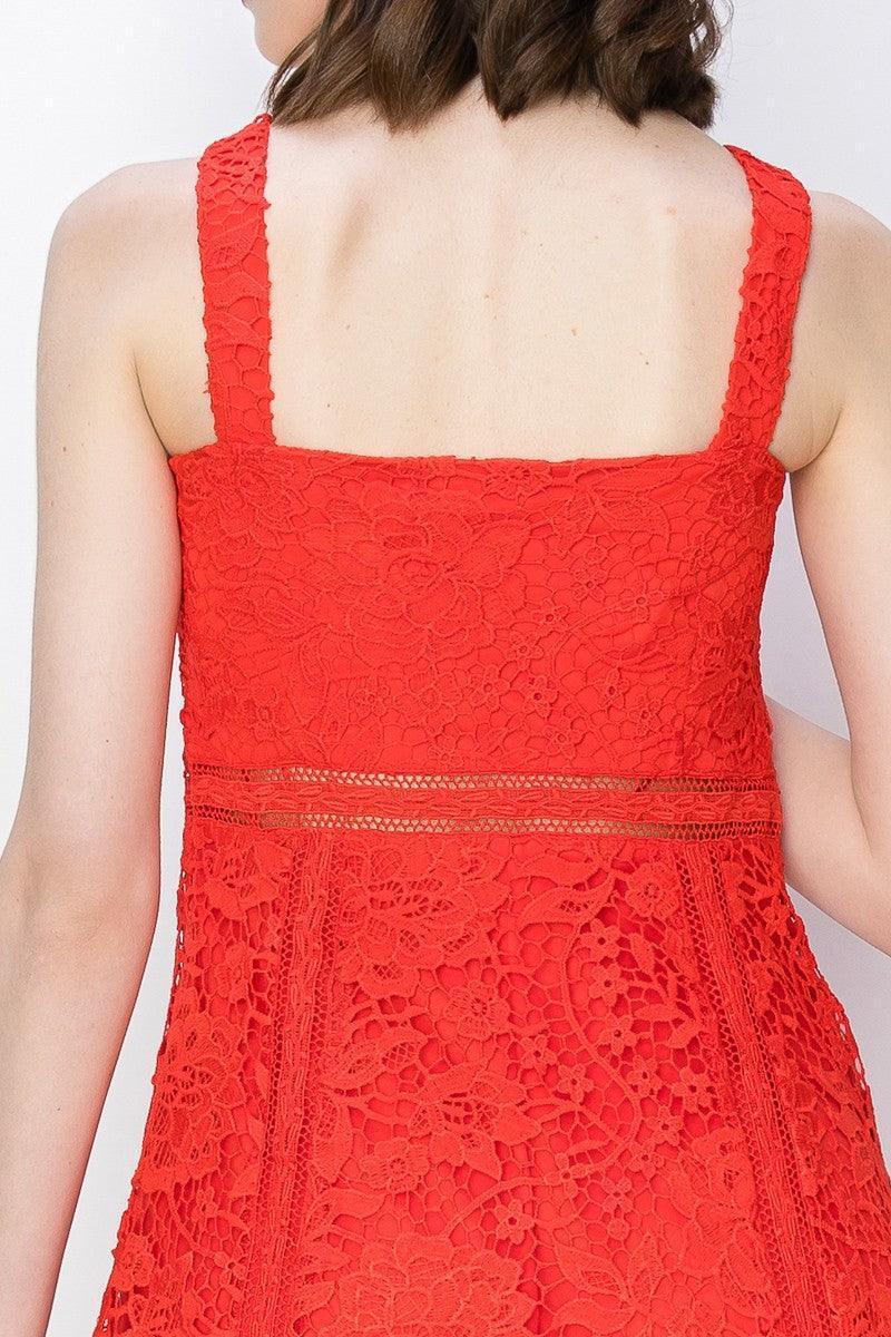 Sky's Sweetheart Neckline Floral Lace Midi Dress