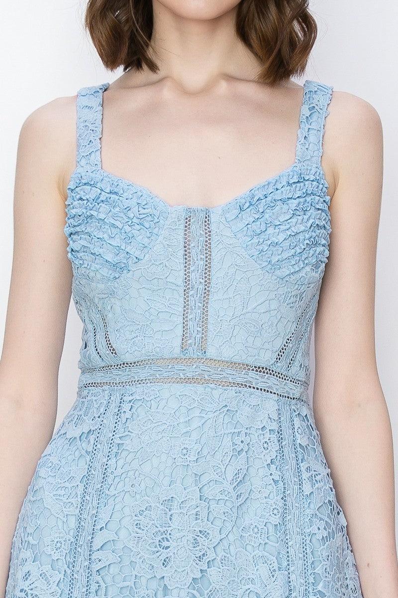 Sky's Sweetheart Neckline Floral Lace Midi Dress