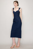 Ina Sweetheart Neckline Sleeveless Denim Midi Dress