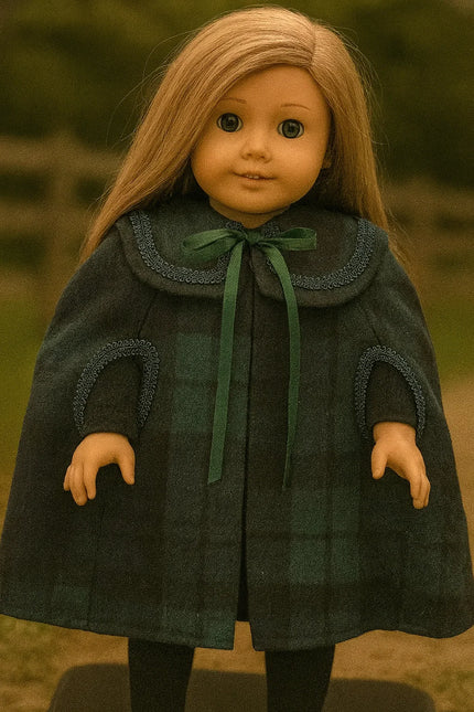 Tartan Cape with Bow–  for 18