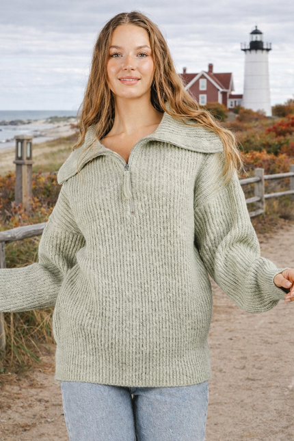 The Janice Wide-Neck Quarter-Zip Sweater
