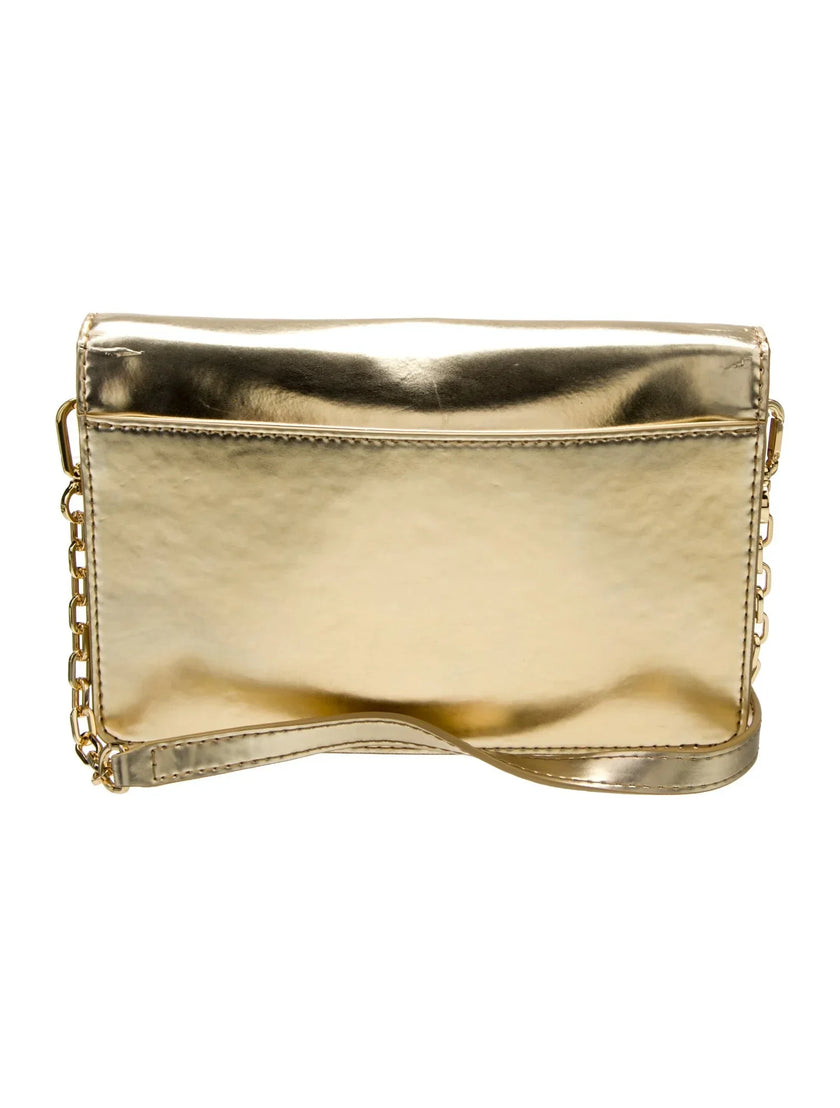 Tory Burch Gold Leather Envelope Shoulder Bag