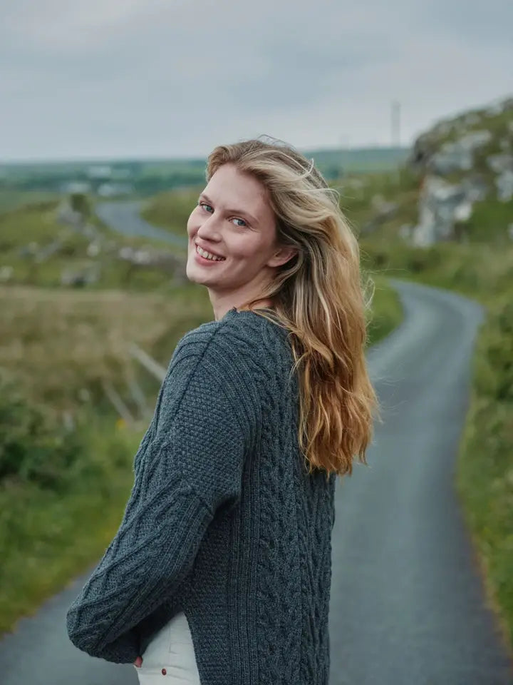 Tully Box Aran Oversized Luxury Sweater – 100% Merino Wool, Made in Ireland