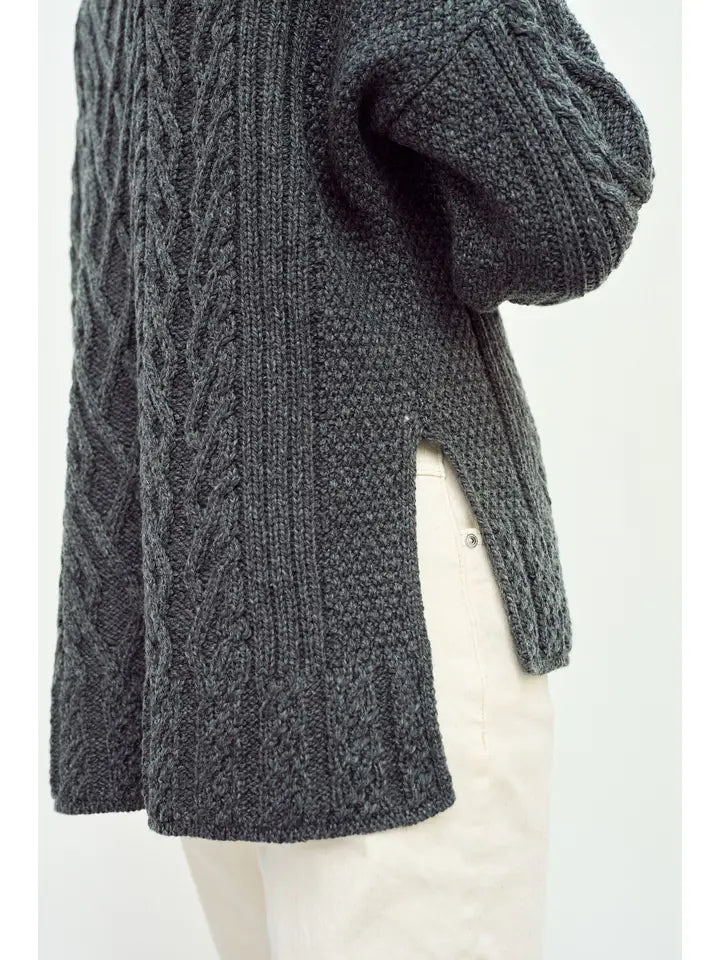 Tully Box Aran Oversized Luxury Sweater – 100% Merino Wool, Made in Ireland