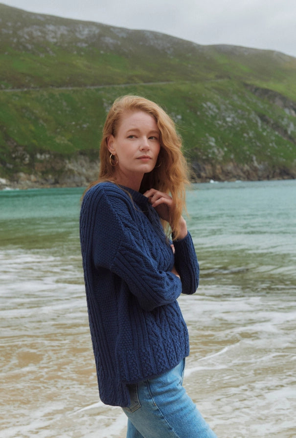 Tully Box Aran Oversized Luxury Sweater – 100% Merino Wool, Made in Ireland