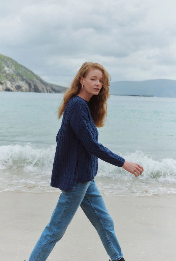 Tully Box Aran Oversized Luxury Sweater – 100% Merino Wool, Made in Ireland