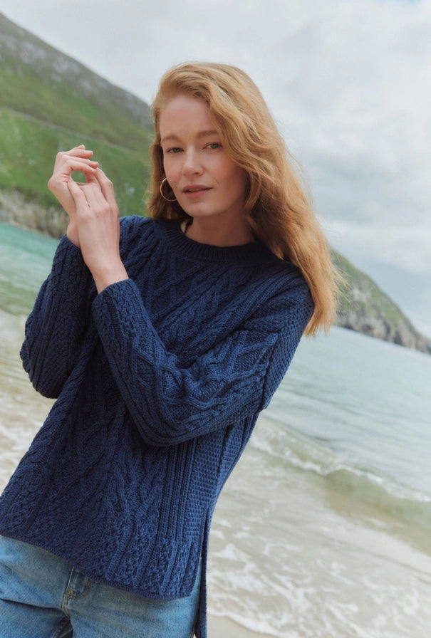 Tully Box Aran Oversized Luxury Sweater – 100% Merino Wool, Made in Ireland