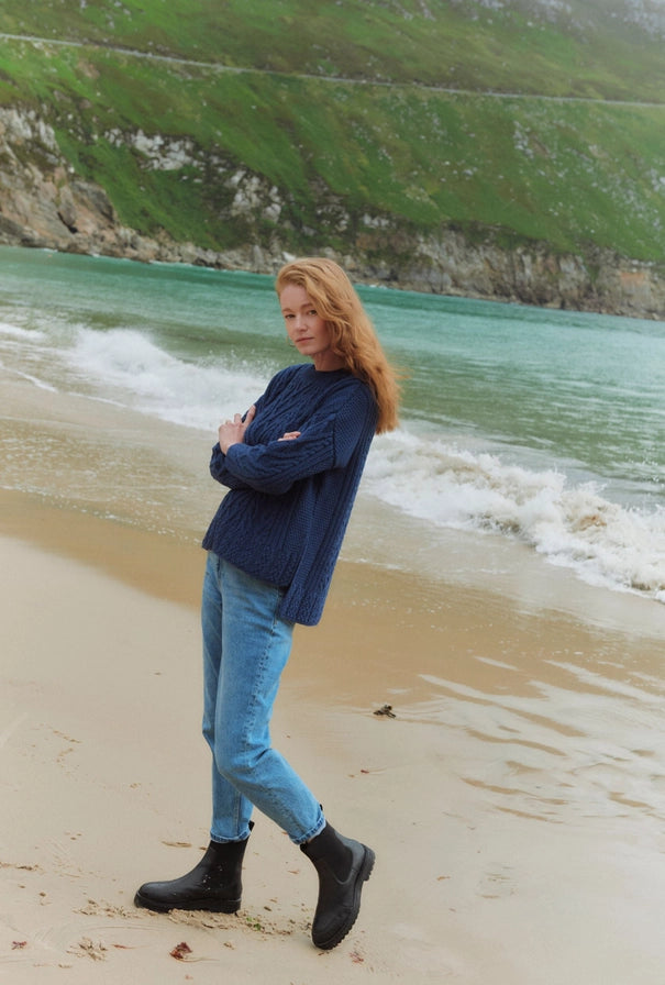 Tully Box Aran Oversized Luxury Sweater – 100% Merino Wool, Made in Ireland