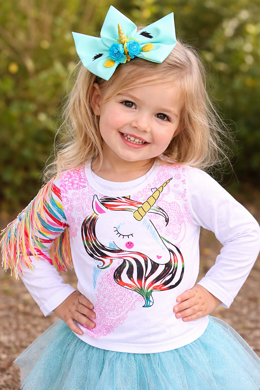 Girls Birthday Girl Unicorn Tee & 18” Doll Birthday Outfits – American Girl Compatible