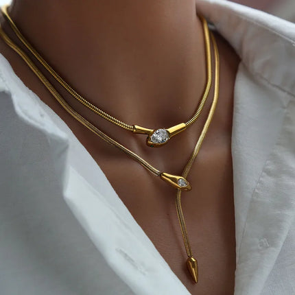 Gold & Silver Tone “Y”Necklaces | Snake Chain, Knot Tassel & Geometric Lariat