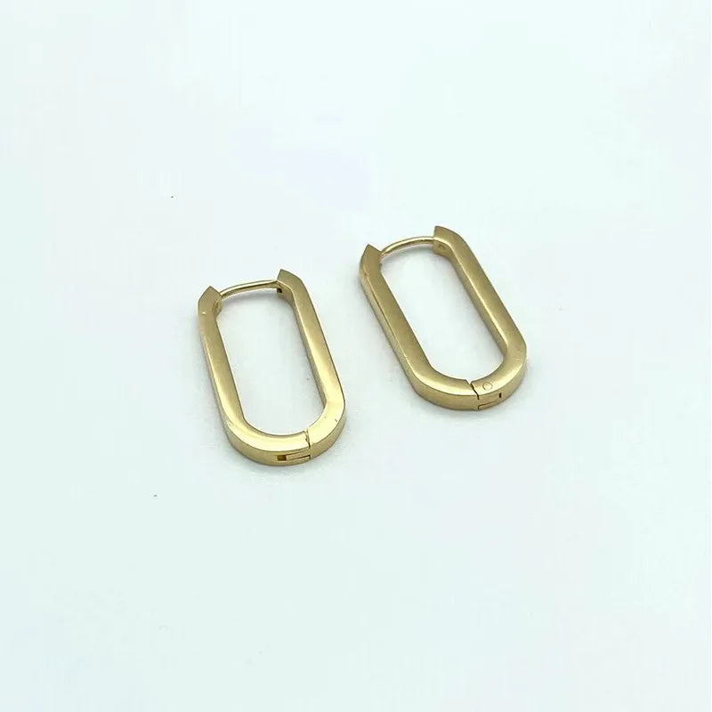 Modern Geometric Rectangle Hoop Earrings | Gold & Silver