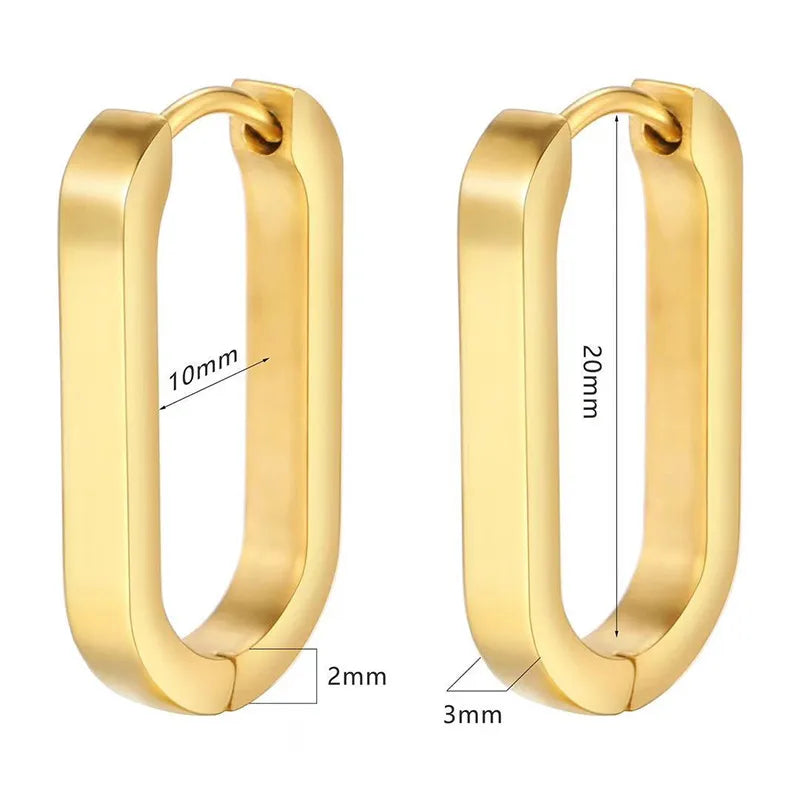 Modern Geometric Rectangle Hoop Earrings | Gold & Silver