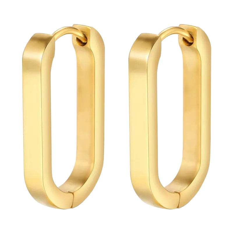 Modern Geometric Rectangle Hoop Earrings | Gold & Silver