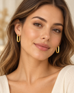 Modern Geometric Rectangle Hoop Earrings | Gold & Silver