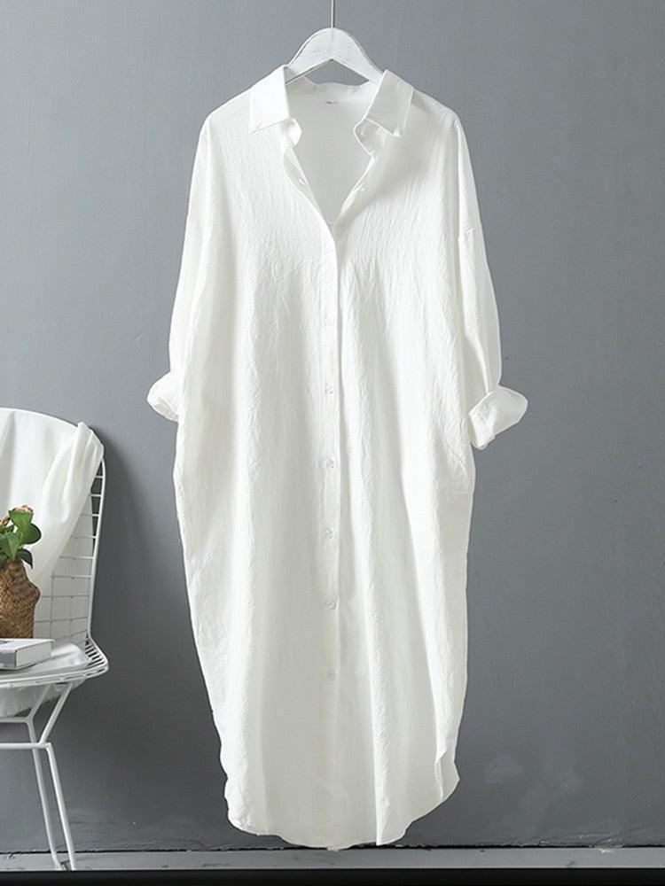 BOHO CHIC VACATION LINEN SHIRT DRESS