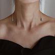 Long Teardrop Chain Drop Earrings | Silver Stainless Steel