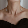 Long Teardrop Chain Drop Earrings | Silver Stainless Steel