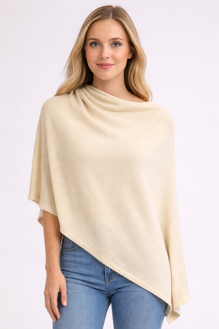 Women’s 2-Ply 100% Cashmere Shawl / Poncho – Luxury Wrap