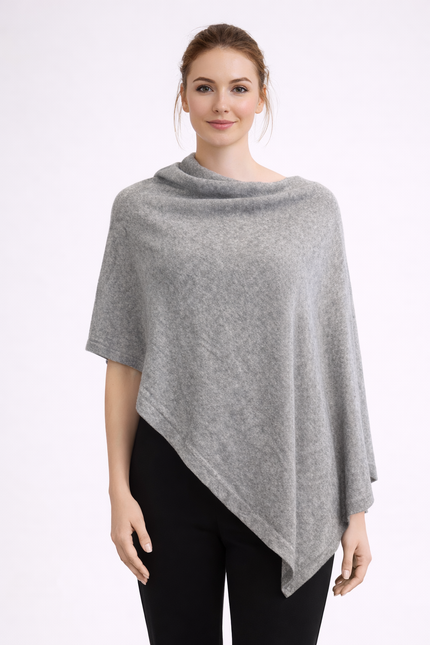 Women’s 2-Ply 100% Cashmere Shawl / Poncho – Luxury Wrap
