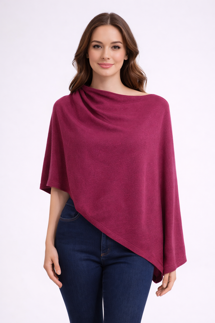 Women’s 2-Ply 100% Cashmere Shawl / Poncho – Luxury Wrap