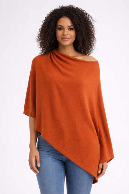 Women’s 2-Ply 100% Cashmere Shawl / Poncho – Luxury Wrap