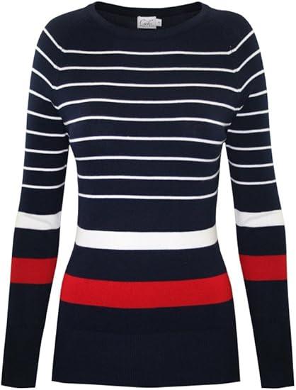 Women's Long Sleeve Crewneck Nautical Knit