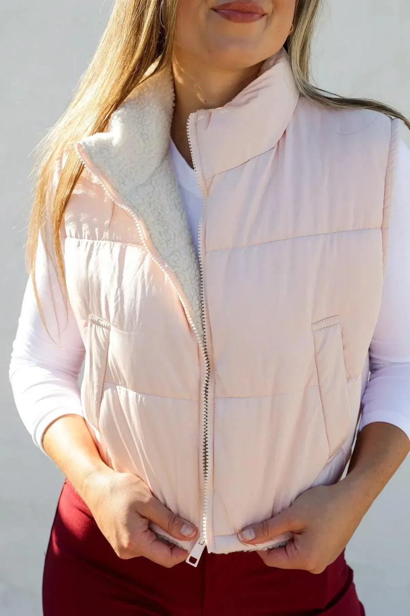 Women's Reversible Teddy Sherpa Puffer Vest