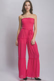 Radiant Allure: Strapless Chic Comfort Tube Tiered Jumpsuit