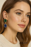 ZENZII Emerald Sapphire Rhinestone Drop Earring
