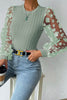 Double Take Textured Applique Long Sleeve Blouse