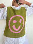 Smiley Round Neck Sweater Vest - Cape Cod Fashionista