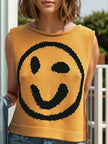 Smiley Round Neck Sweater Vest - Cape Cod Fashionista