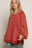 POL Back Cross Strap Detail Balloon Sleeve Sweatshirt - Cape Cod Fashionista